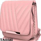 PU leather sling bag, compact with 2 compartments, houndstooth print, suitable for women & girls, ideal for casual, work, travel or party events. Made in India